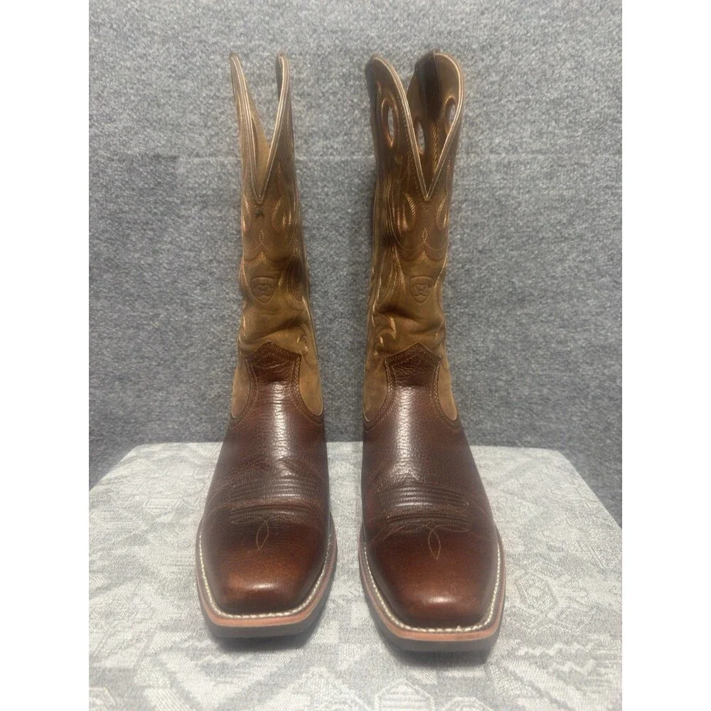 ARIAT MEN'S SPORT POWDER BROWN PUNCHY TOE COWBOY BOOTS 8.5D New